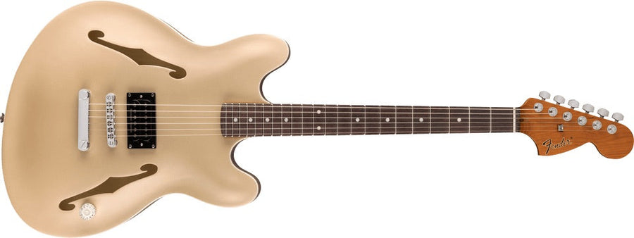Fender production Tom DeLonge Starcaster in Satin Shoreline Gold; not an individual touring guitar