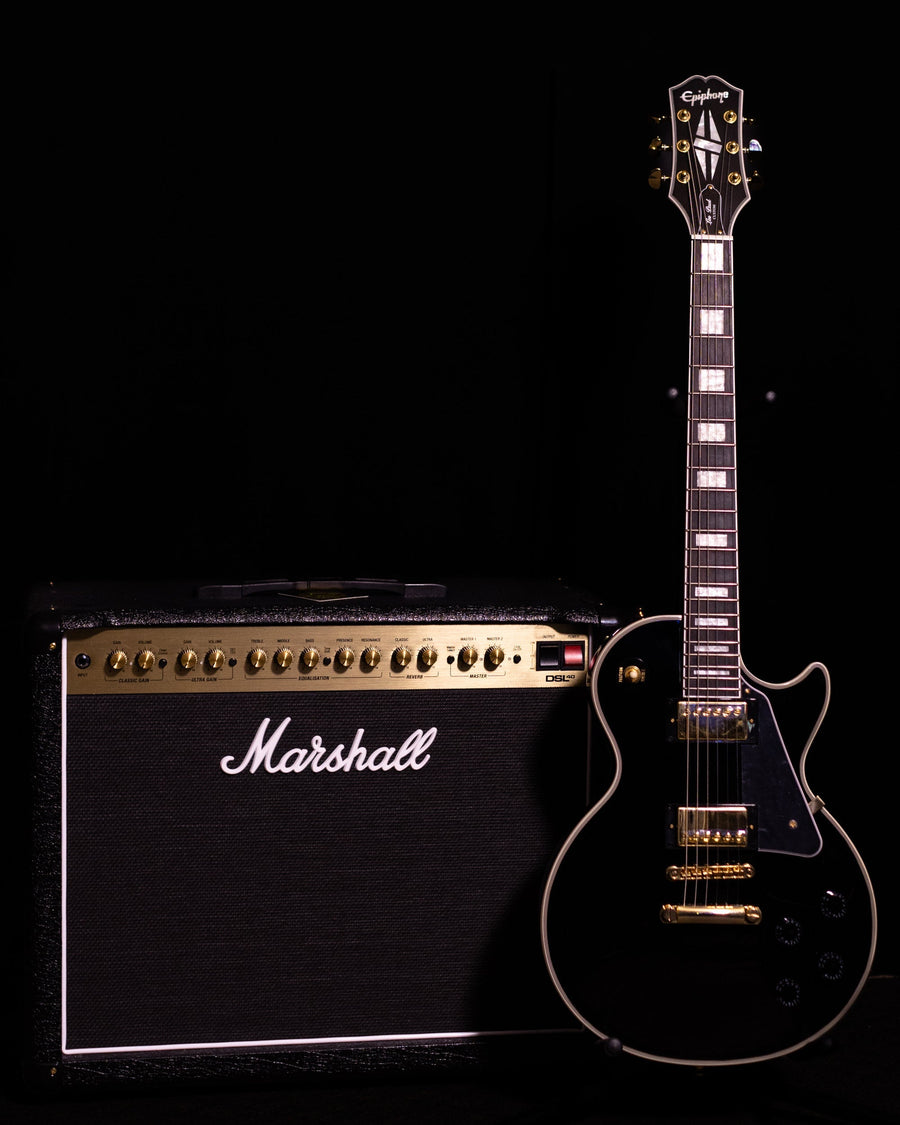 Marshall DSL40C amplifier with an Epiphone guitar