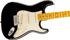 Fender American Professional Stratocaster in Black, body close-up showing the pickups, controls and bridge