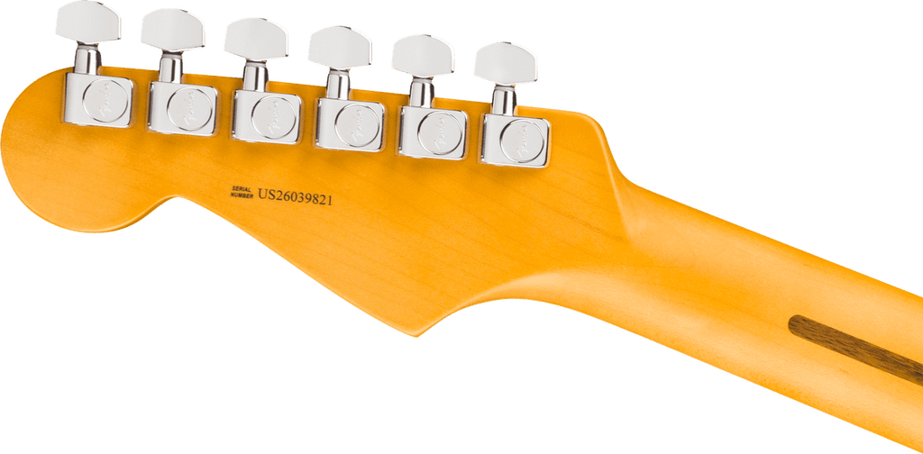 Fender American Professional Stratocaster in Black, back of the headstock and neck