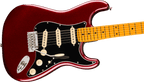 Fender American Professional Stratocaster in Oxblood, body close-up showing the pickups, controls and bridge