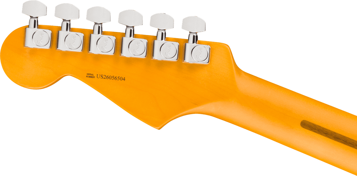 Fender American Professional Stratocaster in Oxblood, back of the headstock and neck