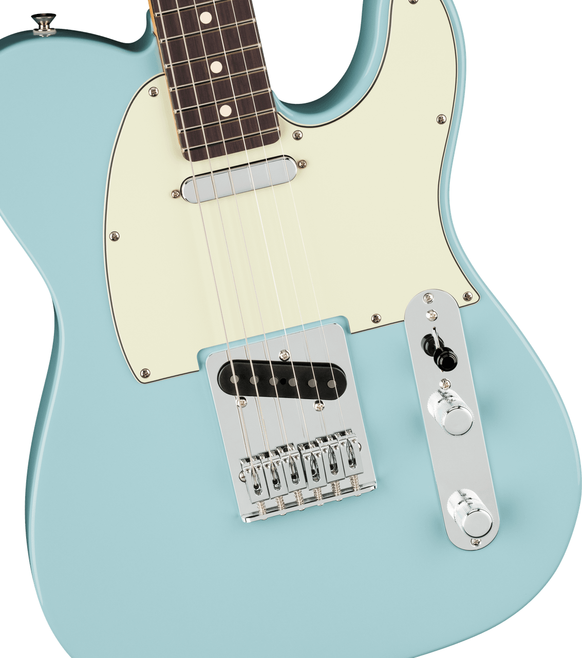 Fender 75th Anniversary Player II Telecaster Daphne Blue — fingerboard detail