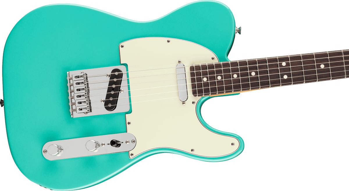 Fender 75th Anniversary Player II Telecaster Seafoam Green — body, controls and pickups detail