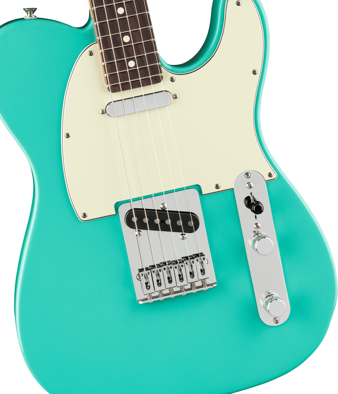 Fender 75th Anniversary Player II Telecaster Seafoam Green — fingerboard detail