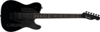 Fender John 5 Phantom Telecaster in Black, full front view with brushed black pickguard, DiMarzio humbuckers and Floyd Rose tremolo