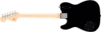 Squier Paranormal Troublemaker Telecaster Deluxe Bigsby rear view showing the gloss black bound body and maple neck