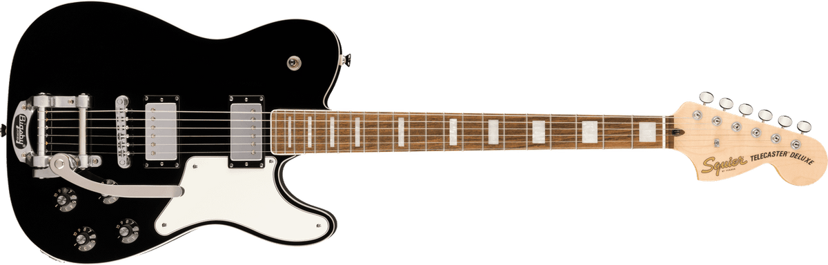 Squier Paranormal Troublemaker Telecaster Deluxe Bigsby Electric Guitar, Laurel Fingerboard, Black