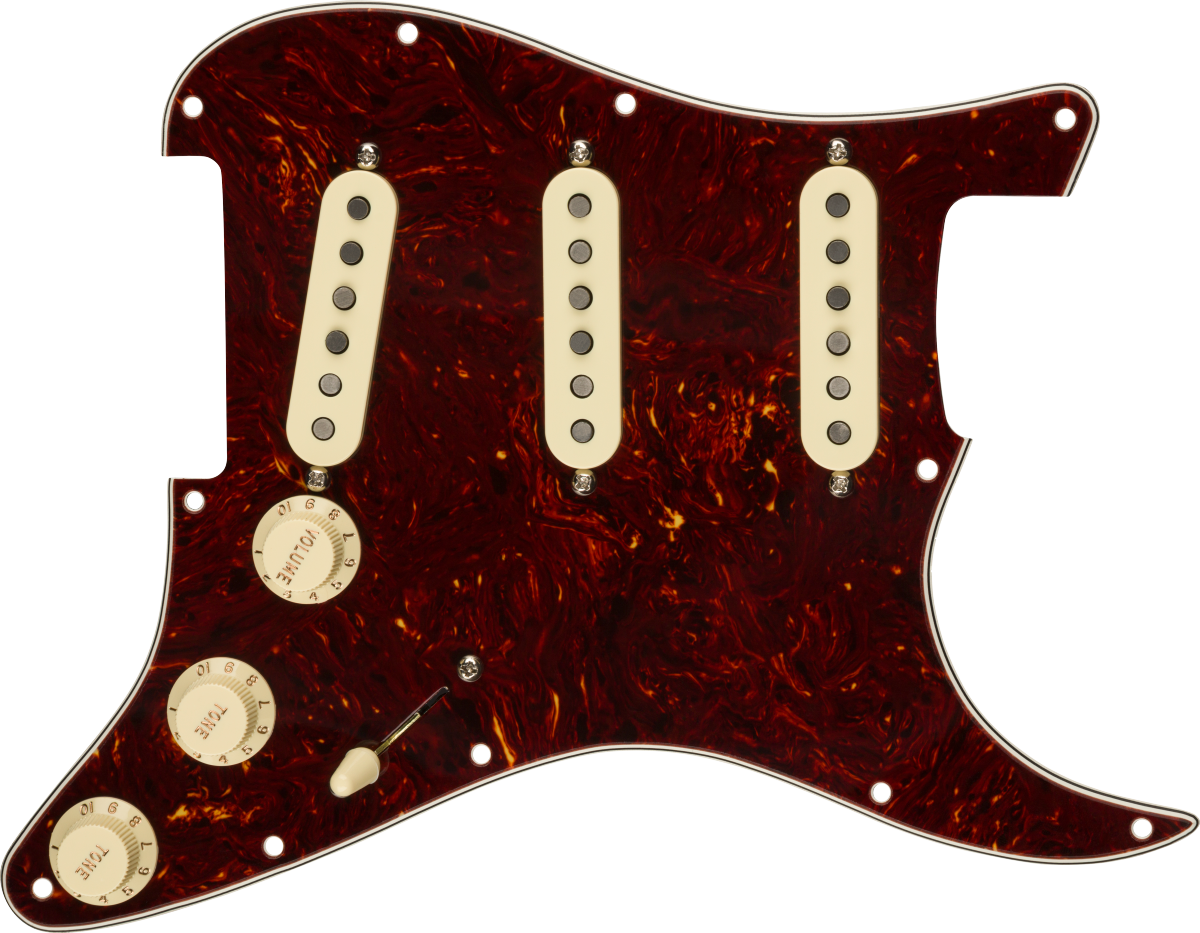 Fender Pre-Wired Strat Pickguard, Custom Shop Fat 50's SSS, Tortoise Shell 11 Hole PG