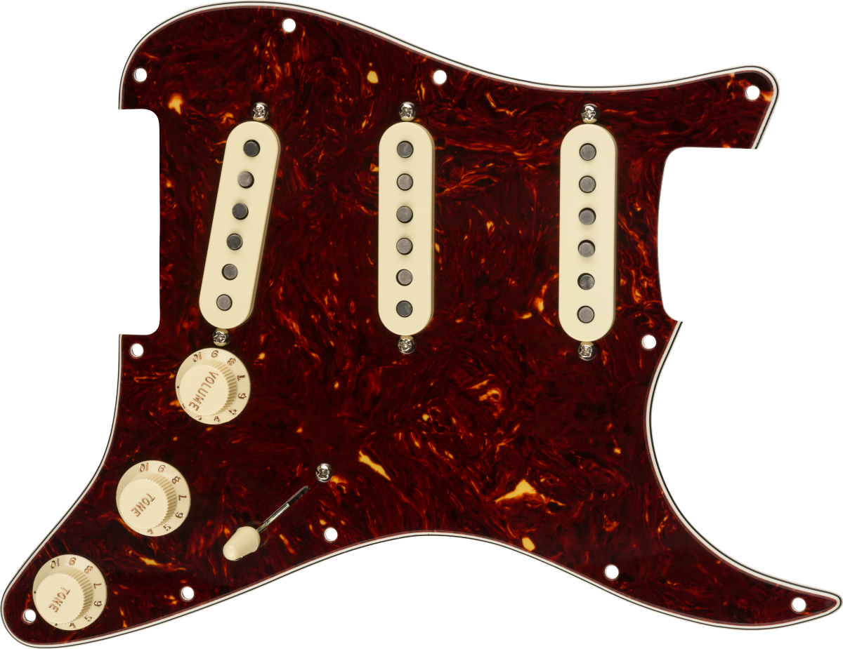 Fender Pre-Wired Strat Pickguard, Custom Shop Texas Special SSS, Tortoise Shell 11 Hole PG