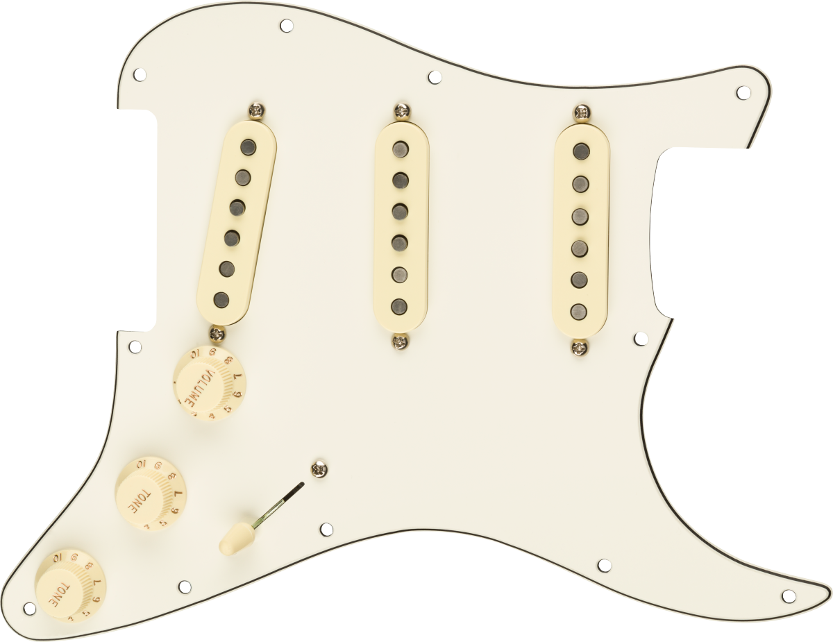 Fender Pre-Wired Strat Pickguard, Custom Shop Texas Special SSS, Parchment 11 Hole PG