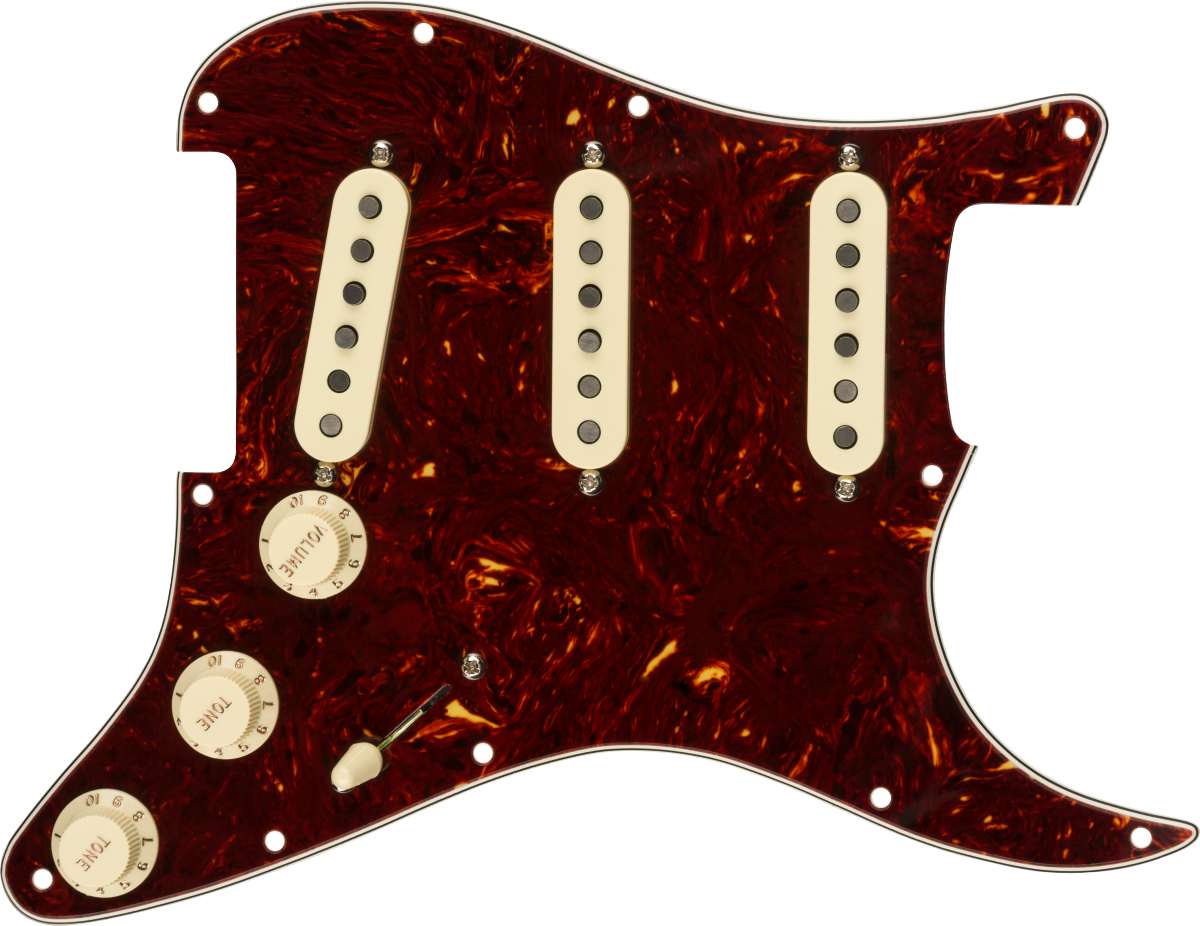 Fender Pre-Wired Strat Pickguard, Tex-Mex SSS, Tortoise Shell 11 Hole PG