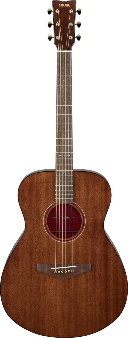 Yamaha Storia III Acoustic-Electric Guitar - Chocolate Brown, back of the mahogany body and neck