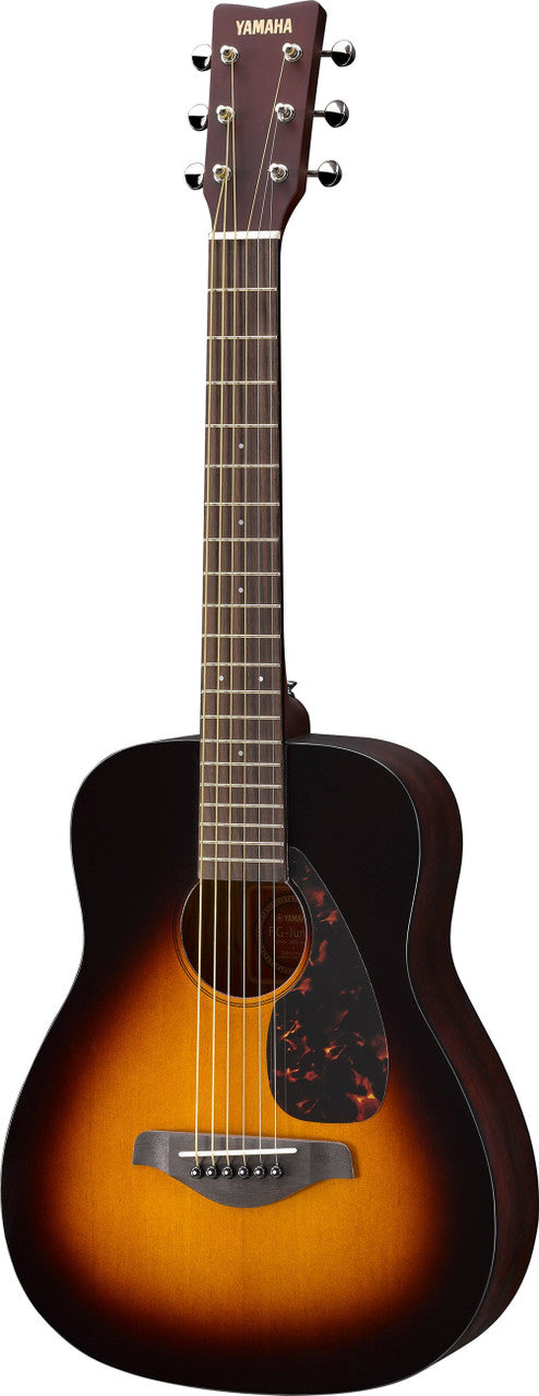 YAMAHA JR2 TBS 3/4 SIZE ACOUSTIC GUITAR in Tobacco Brown Sunburst, back of the body and neck