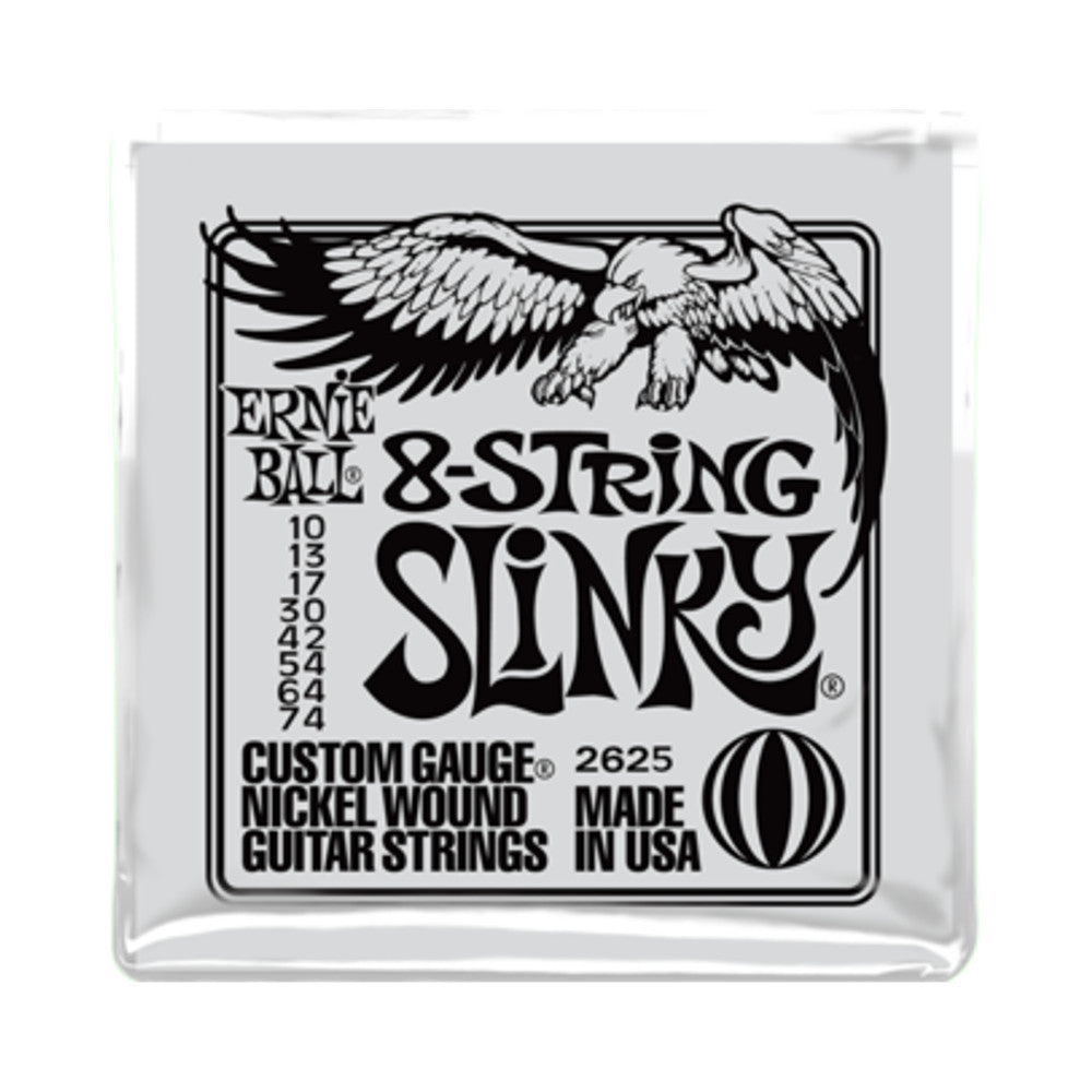 Ernie, Ball, 10-74, Slinky, Custom, Gauge, 8-String, Nickel, Wound, Guitar, Strings