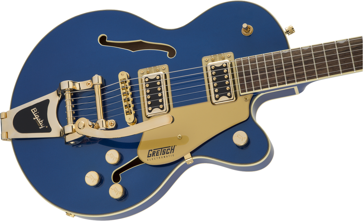 GRETSCH G5655TG ELECTROMATIC CENTER BLOCK JR. SINGLE-CUT WITH BIGSBY AND GOLD HARDWARE AZURE METALLIC