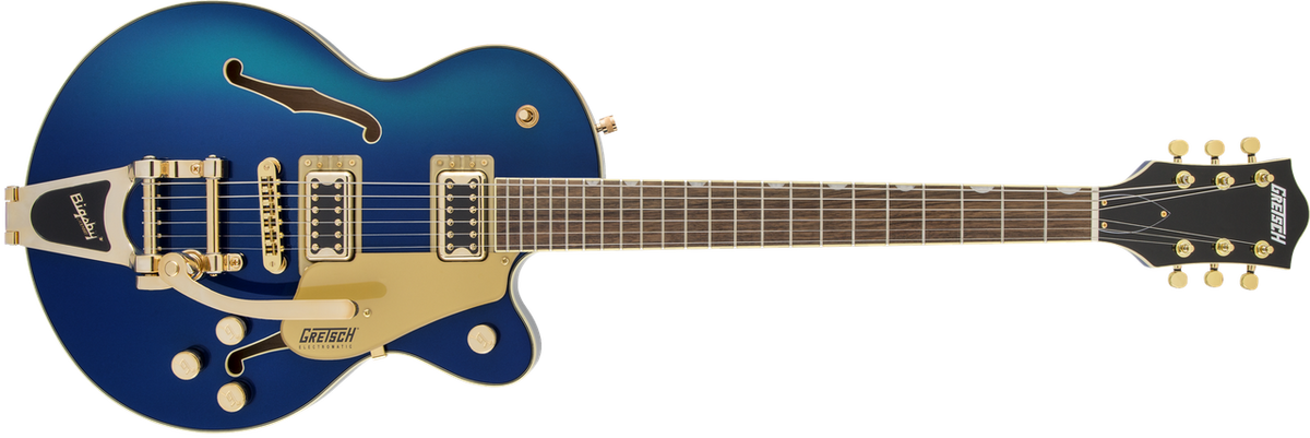 GRETSCH G5655TG ELECTROMATIC CENTER BLOCK JR. SINGLE-CUT WITH BIGSBY AND GOLD HARDWARE AZURE METALLIC