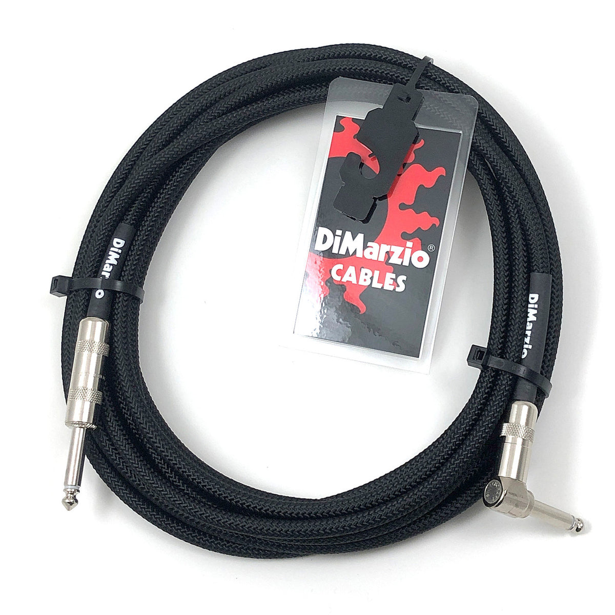 DiMarzio EP1710SRBK Braided Instrument Cable 3 meter - Straight to Right Angle with Switchcraft Connectors - 10 foot Black