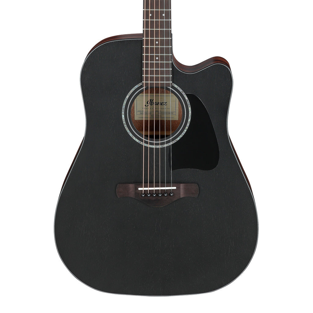 Ibanez AW247CEWKH Electro Acoustic Guitar Weathered Black Open Pore Top, Open Pore Natural Back and Sides