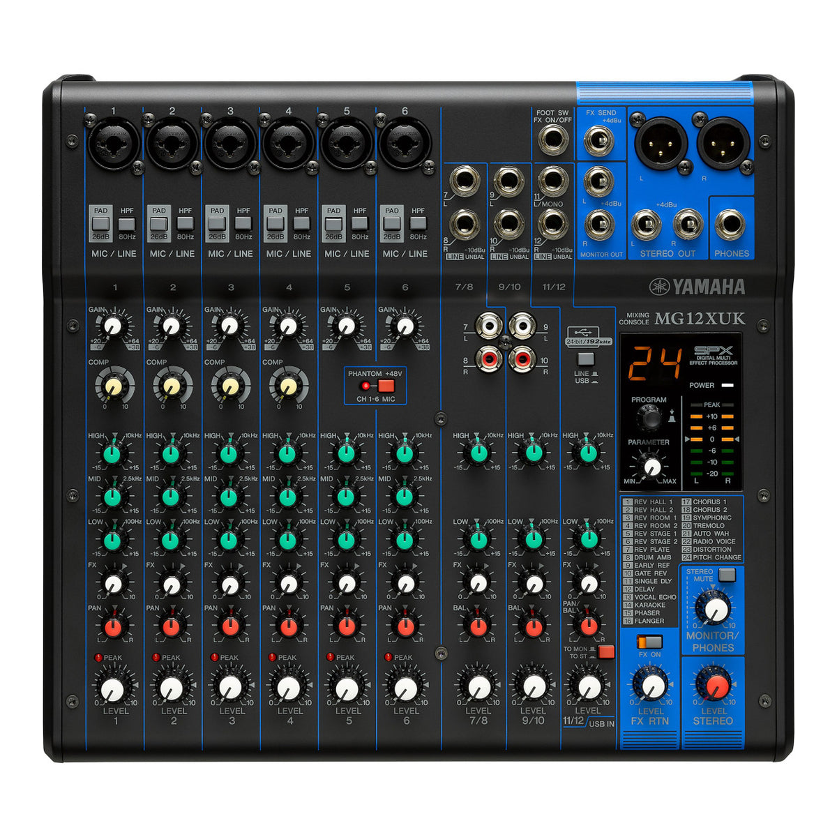 Yamaha MG12XU 12-Channel Analogue Mixer with Effects and USB, view 2