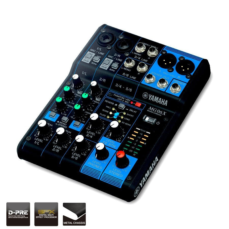 Yamaha MG06 6-Channel Analogue Mixer, view 3