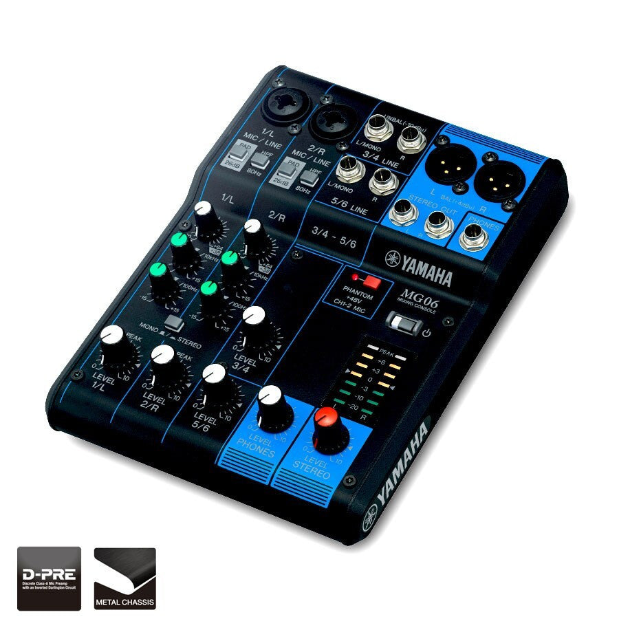 Yamaha MG06 6-Channel Analogue Mixer, view 4