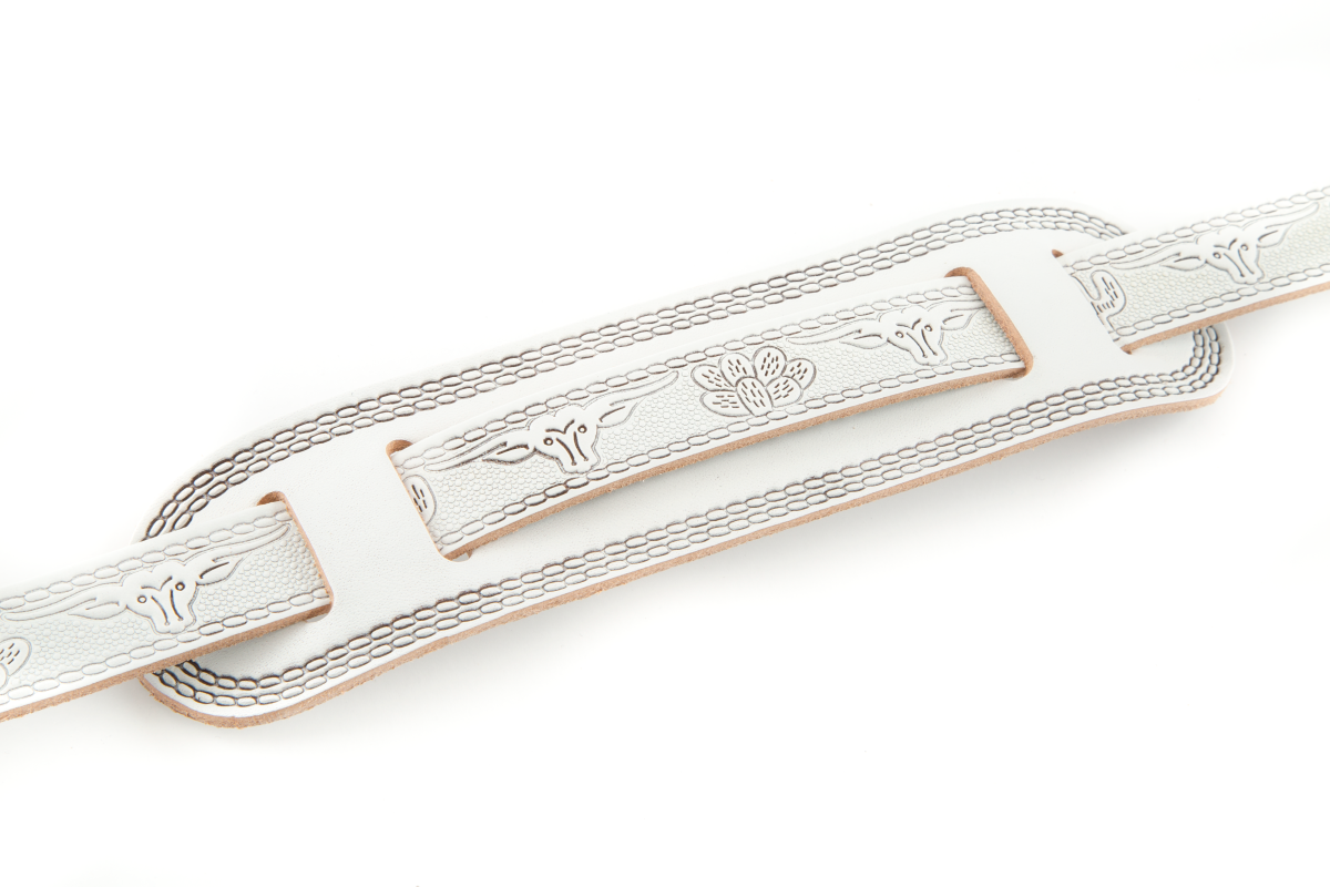 Gretsch Vintage Tooled Leather Guitar Strap, White