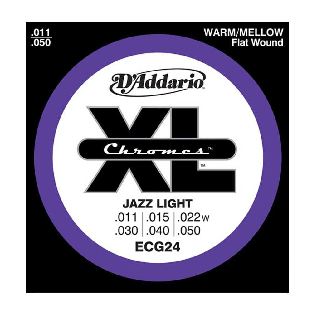 D'Addario, ECG24, 11-50, Chromes, Flat, Wound, Jazz, Light, Electric, Guitar, Strings