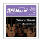 D'Addario, DAEJ26, 11-52, Phosphor, Bronze, Custom, Light, Acoustic, Guitar, Strings