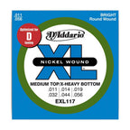 D'Addario EXL117 11-56 Nickel Wound Medium Top/Extra-Heavy Bottom Electric Guitar Strings