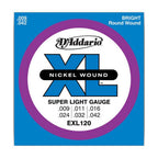 D'Addario EXL120 9-42 Nickel Wound Super Light Electric Guitar Strings