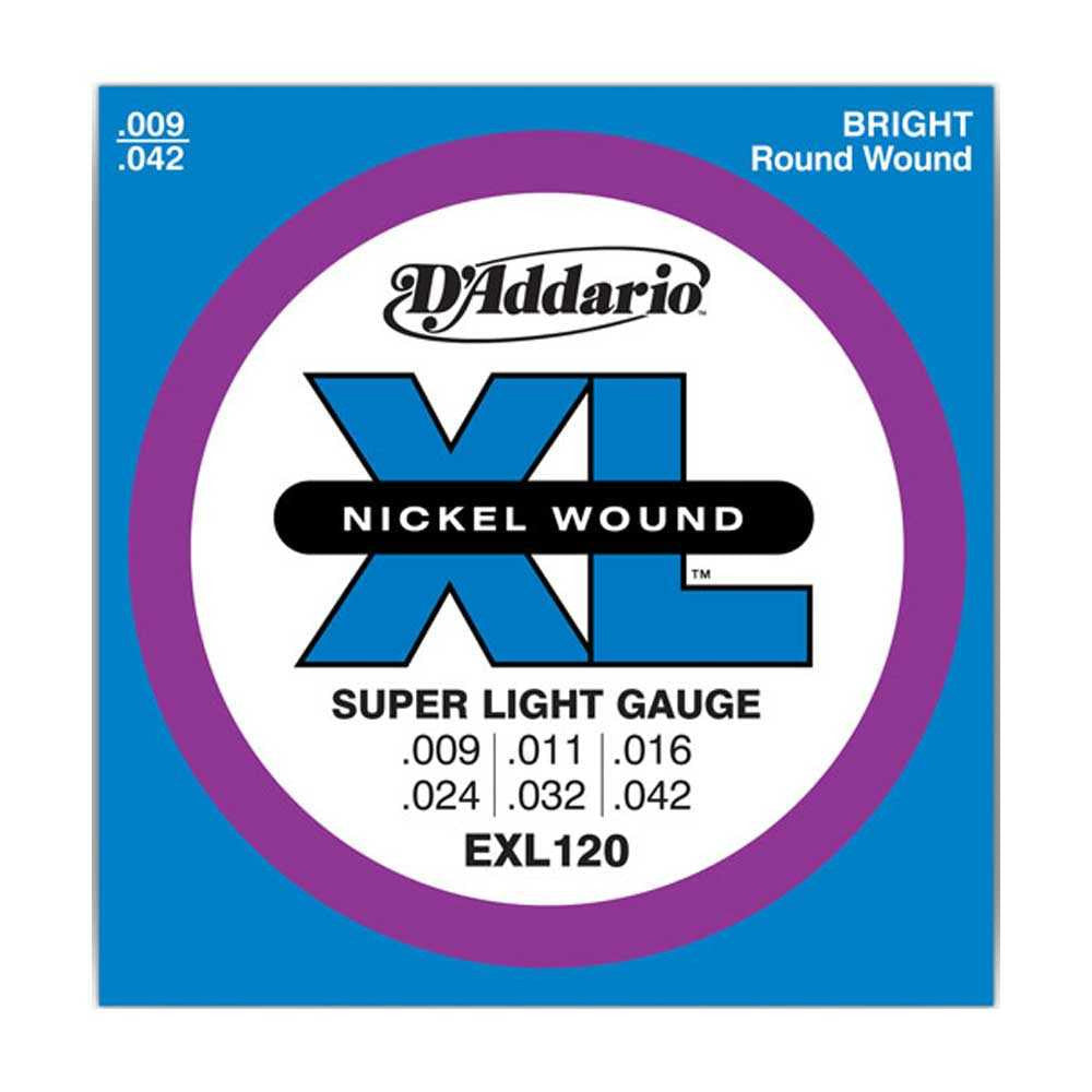 D'Addario, EXL120, 9-42, Nickel, Wound, Super, Light, Electric, Guitar, Strings