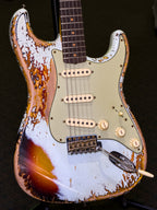 Fender CS Custom Shop 2023 Limited Edition 61 Strat Super Heavy Relic – Aged Sonic Blue Over 3-Color Sunburst