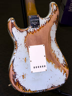 Fender Custom Shop 2023 Limited Edition 61 Strat Super Heavy Relic – Aged Sonic Blue Over 3-Color Sunburst