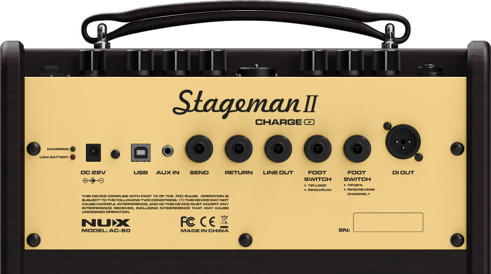 NU-X Stageman II Charge, 80W Battery Powered Acoustic Guitar Amplifier