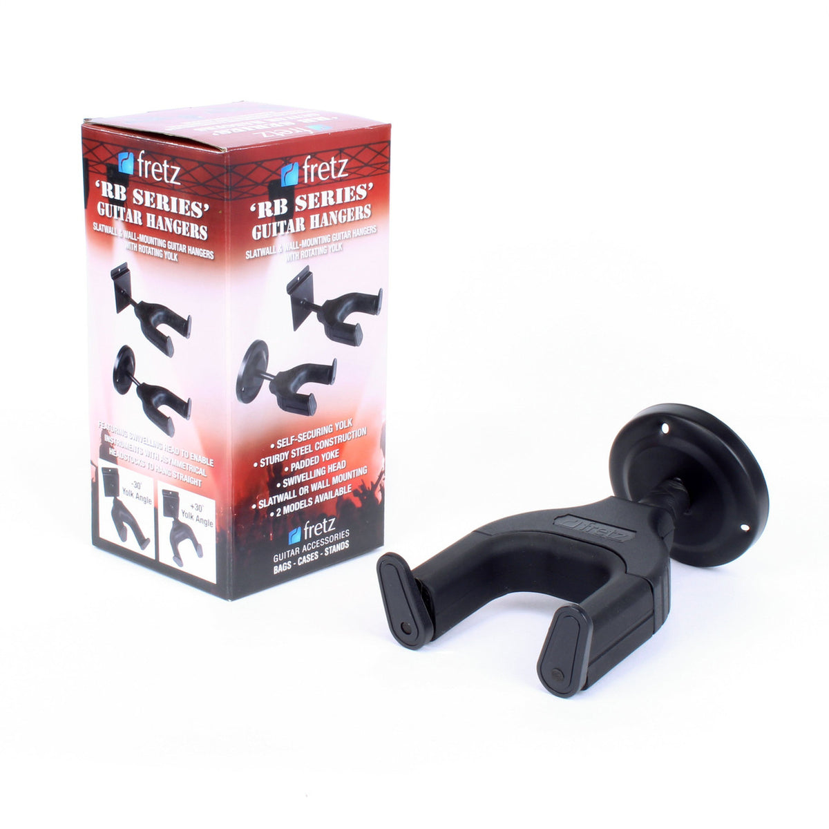 Fretz Short Self-Securing Wall-Mounted Guitar Hanger (Black)