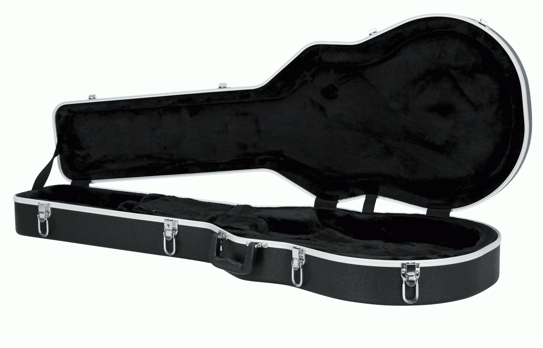 Gator GC-LPS guitar case open, showing plush-lined EPS foam interior