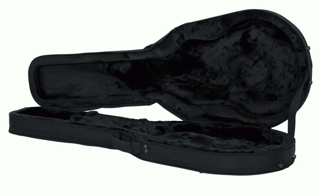 Gator GL-LPS lightweight guitar case open, showing plush-lined EPS foam interior