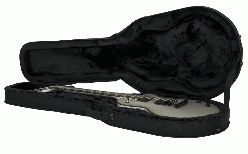 Gator GL-LPS lightweight guitar case with a single-cutaway electric guitar fitted inside