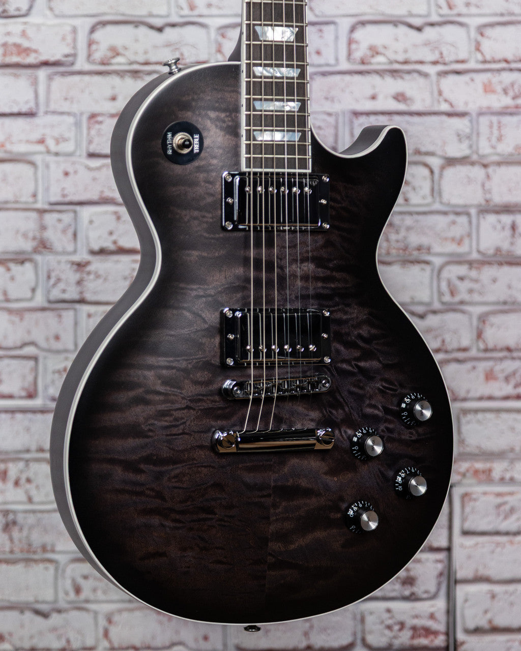 Gibson Mark Morton Les Paul Modern Quilt, Translucent Ebony Burst Satin
