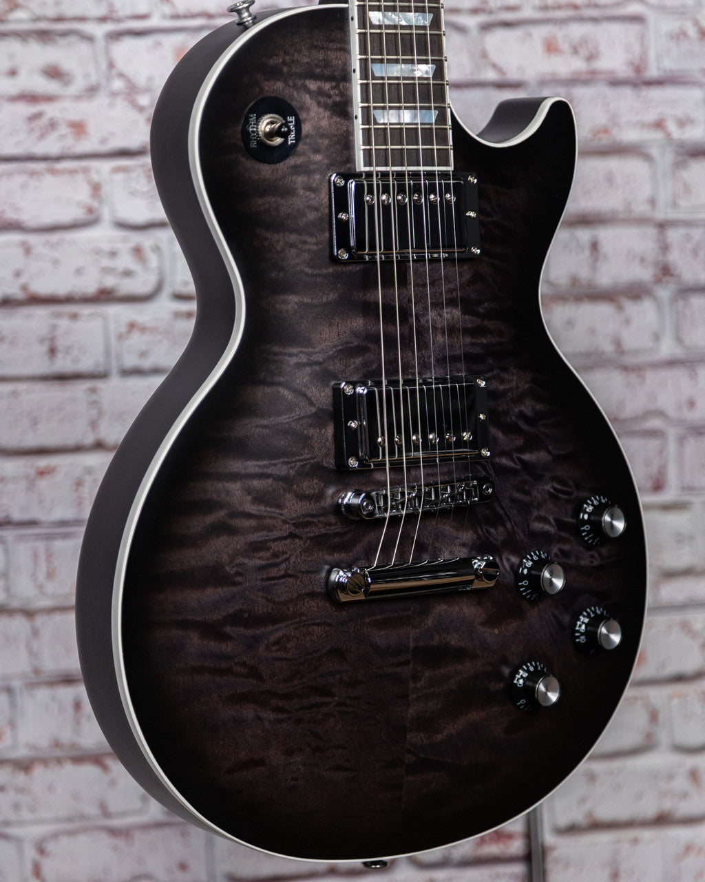 Gibson Mark Morton Les Paul Modern Quilt, Translucent Ebony Burst Satin