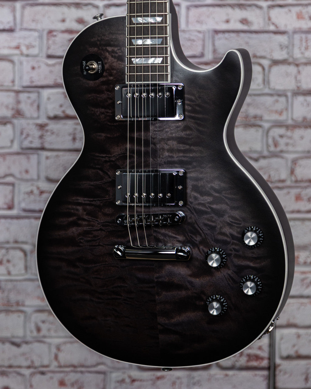 Gibson Mark Morton Les Paul Modern Quilt, Translucent Ebony Burst Satin