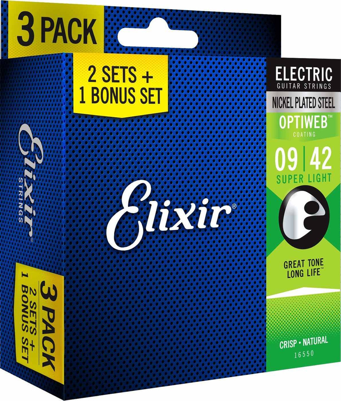 Elixir Optiweb 09-42 3 Pack Light Electric Guitar Strings
