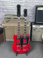 Epiphone G-1275 Double Neck Cherry Used In Case 1996