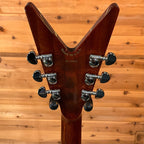 Dean USA ML Slime headstock rear - MADE IN U.S.A. stamp and serial number on natural mahogany