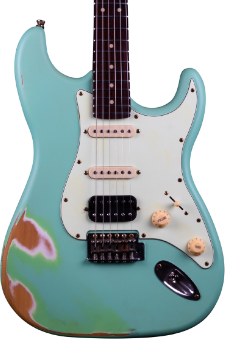JET GUITARS JS-400 RELIC ELECTRIC GUITAR HSS RW SEA FOAM GREEN