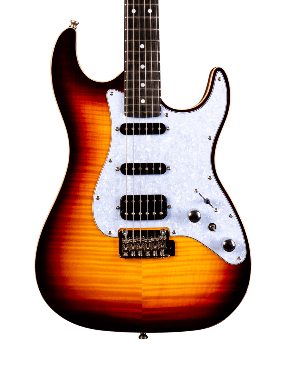 JET GUITARS JS-600 FLAMED MAPLE TOP ELECTRIC GUITAR HSS EB SUNBURST