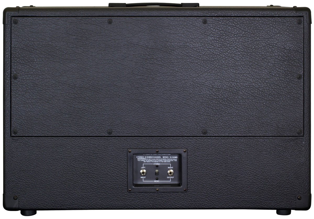 Rear of the Peavey 212-6 cabinet showing the removable back panel and stereo/mono input cup