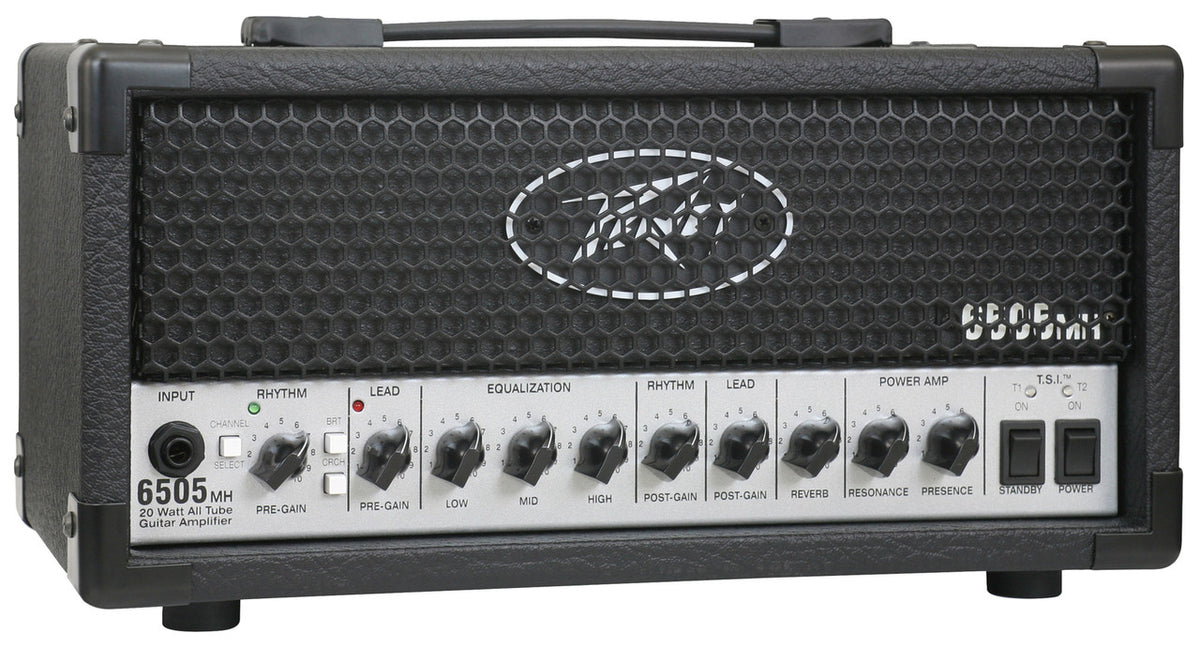 Peavey 6505MH head, angled view from the left with the top carry handle visible