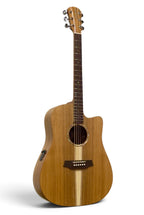 Cole Clark CCSFL1EC-BLBL all-blackwood cutaway Studio dreadnought, angled front view